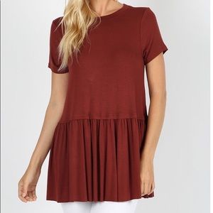 Fired brick peplum top